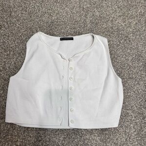 Brandy Melville - White Buttoned Crop Top Sleeveless Vest - final sale
